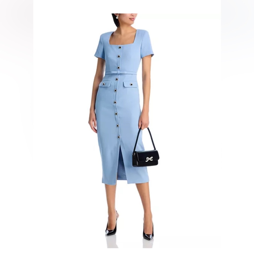Self-Portrait Blue Crepe Midi Dress Size Uk -12 ,US-8